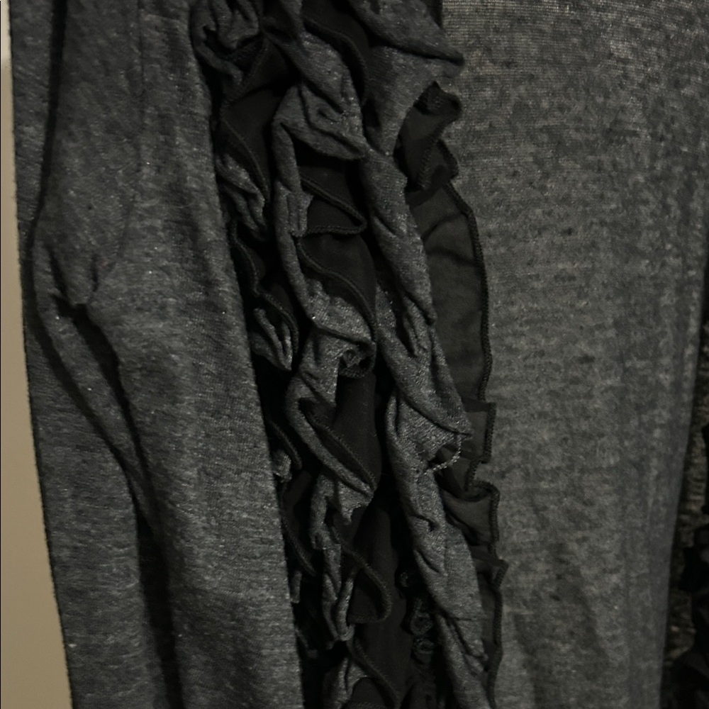 Dark Gray Ruffle-Trim Open Front Cardigan - Picture 4 of 10
